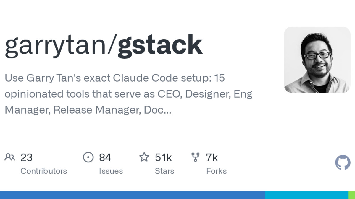 GStack GitHub repository showing the project overview and star count