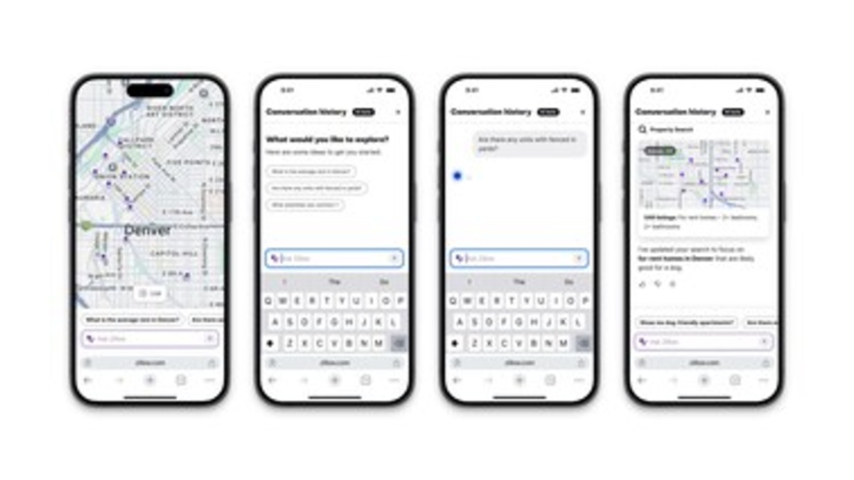 Zillow AI Mode showing conversational home search on mobile phones
