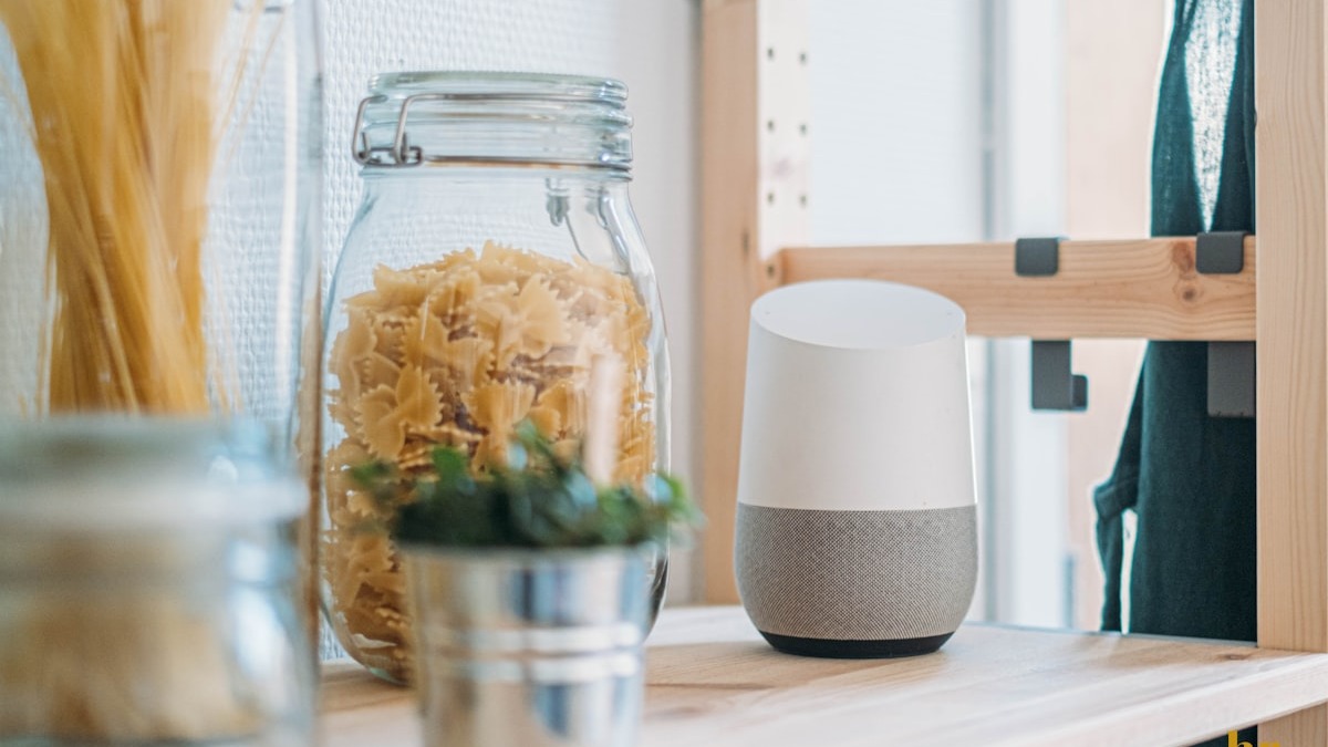 A smart speaker representing AI voice and audio processing capabilities