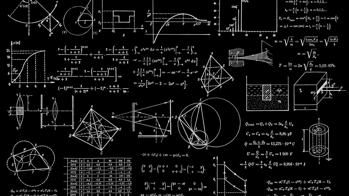 Mathematical equations on a blackboard