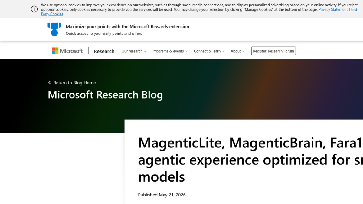 MagenticLite and Fara1.5 integration on Microsoft Research blog