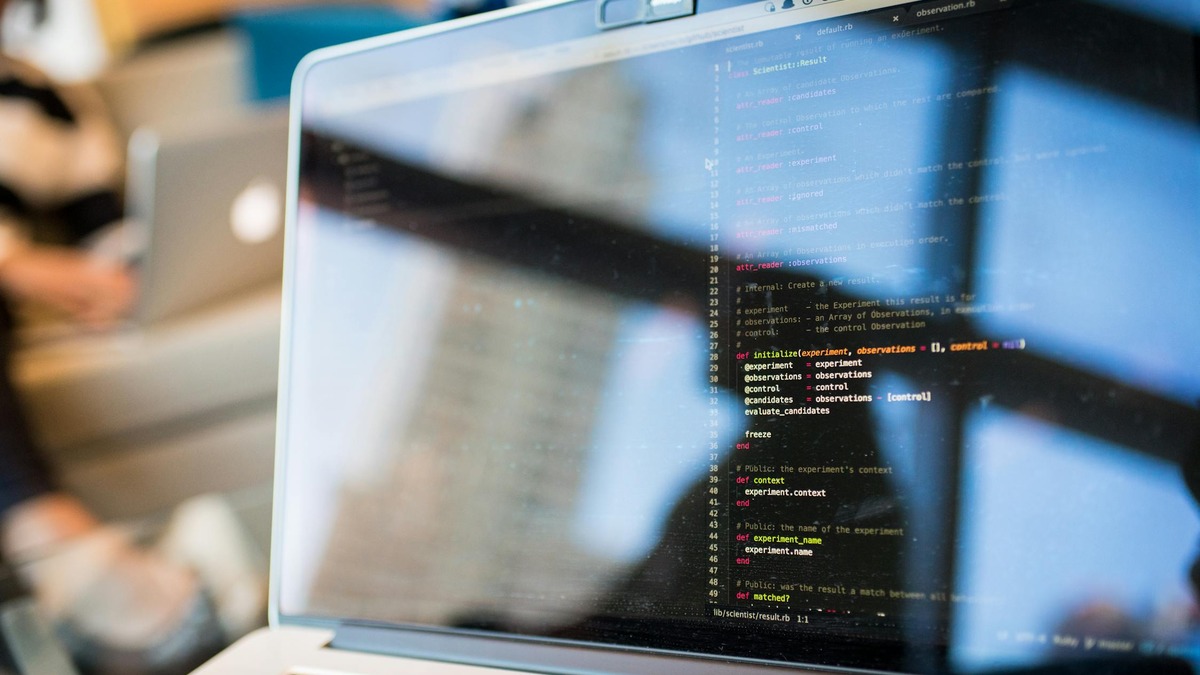 Code running on a monitor screen during a software development session