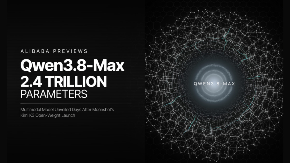 Alibaba previews Qwen3.8-Max at 2.4 trillion parameters, a multimodal model unveiled days after Moonshot's Kimi K3 open-weight launch