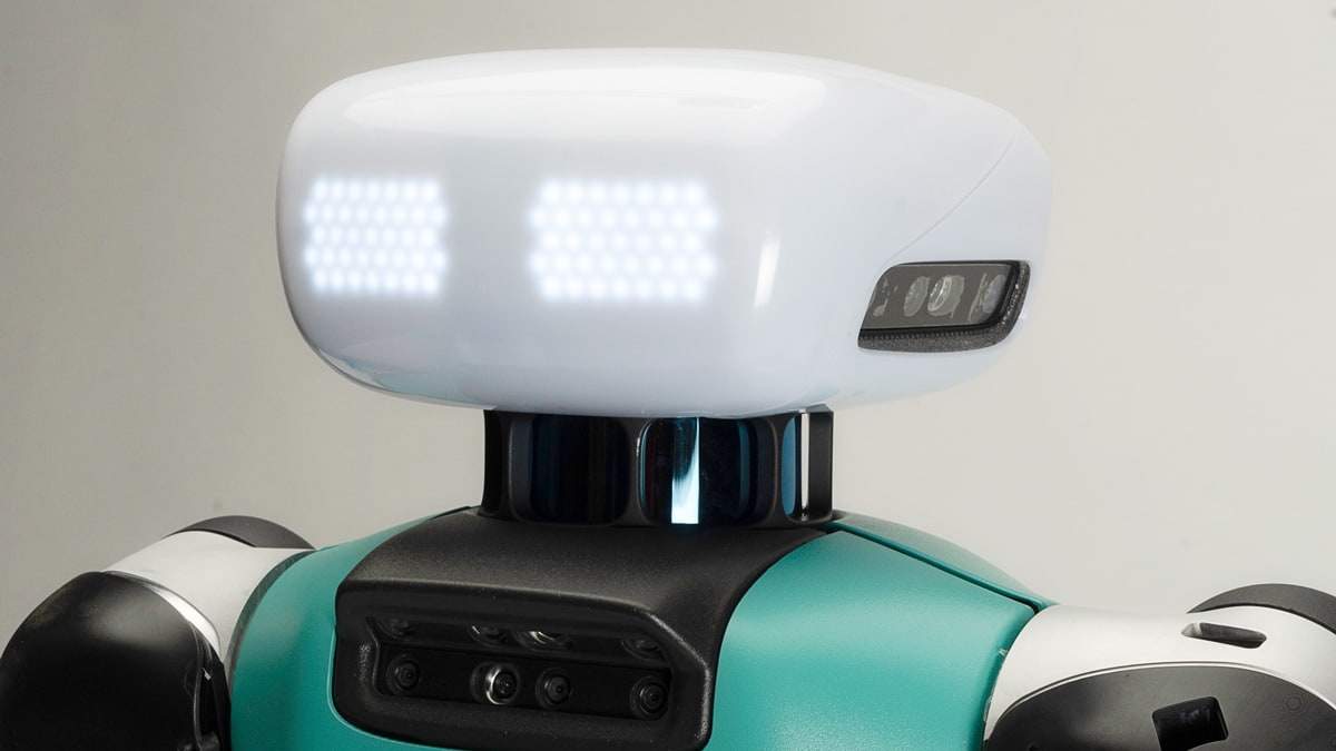 Digit robot head closeup showing sensor array