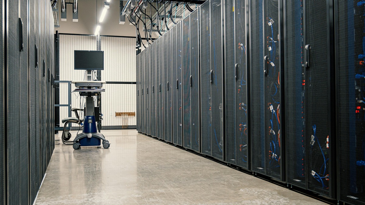 Server racks inside a data center