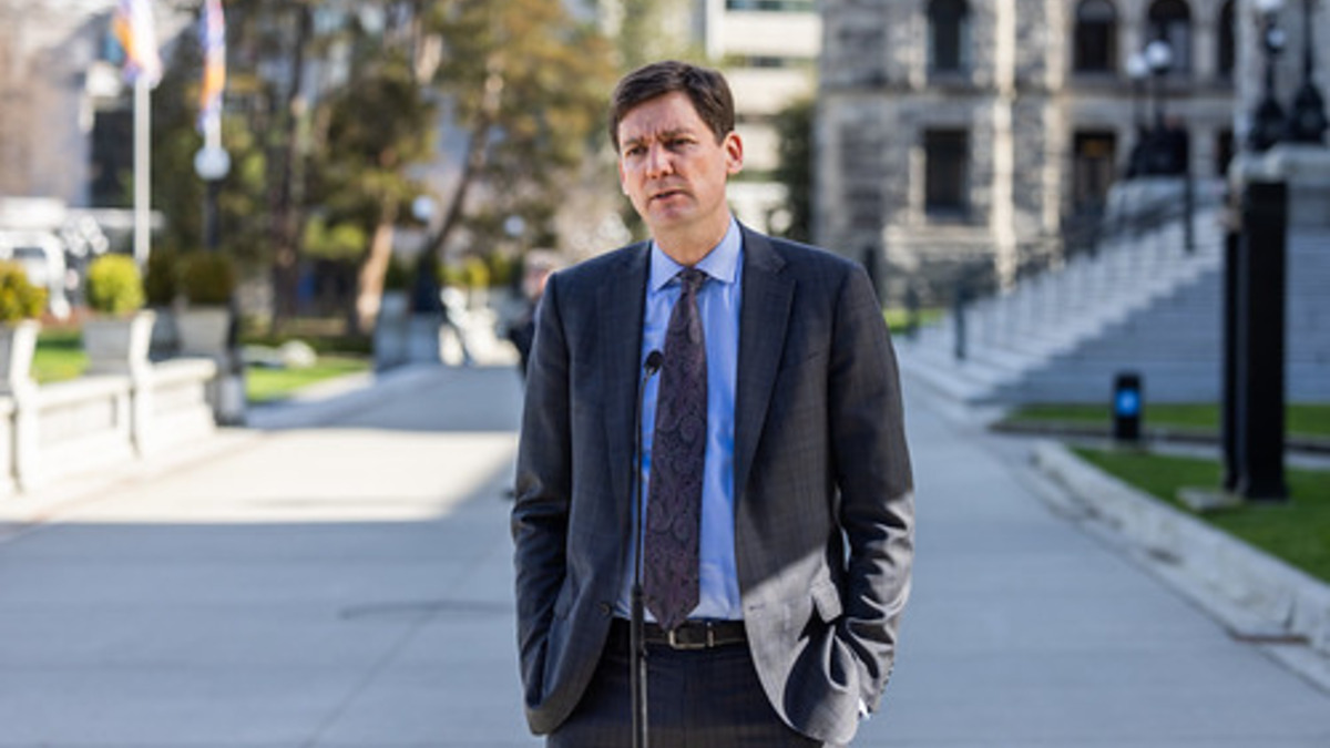BC Premier David Eby at a press conference, March 2025