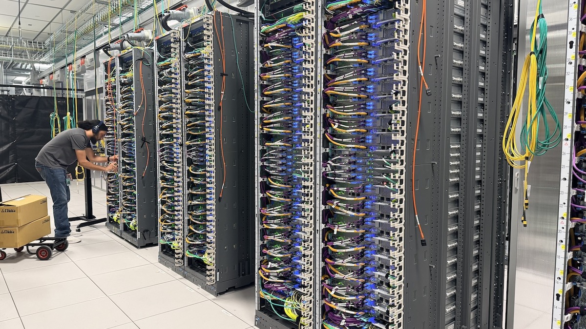Amazon's Trainium chip lab in Austin showing server racks