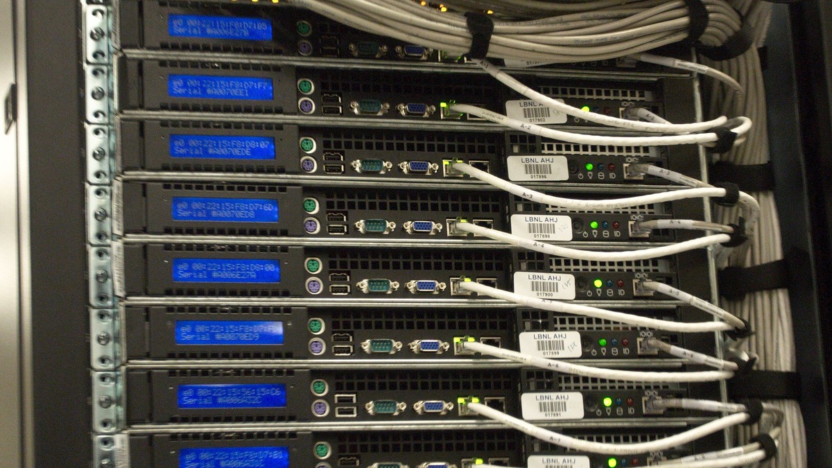 A server rack at NERSC, the National Energy Research Scientific Computing Center