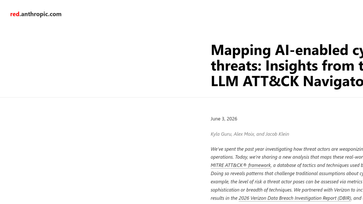 LLM ATT&CK Navigator at red.anthropic.com maps 482 techniques across all 14 MITRE tactics