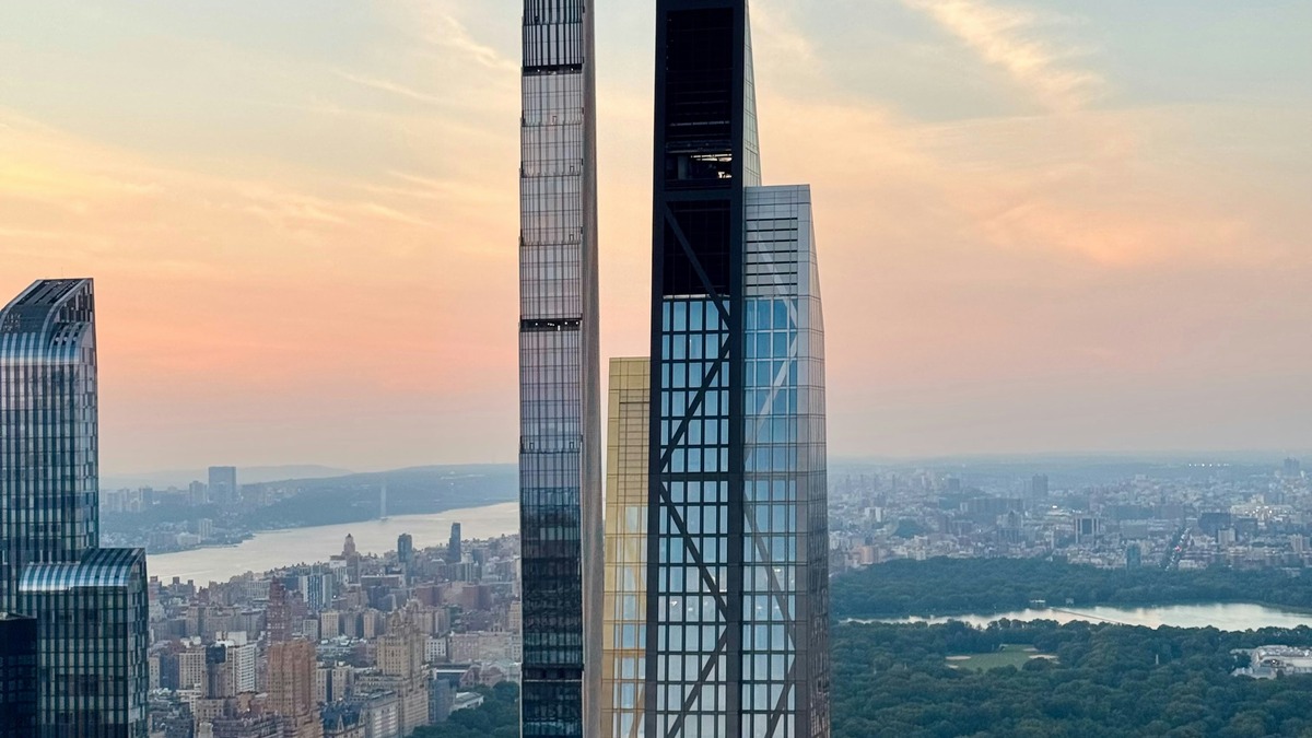 Aerial view of Manhattan skyscrapers at dusk, where Blackstone and the other private-equity backers of Ode are headquartered