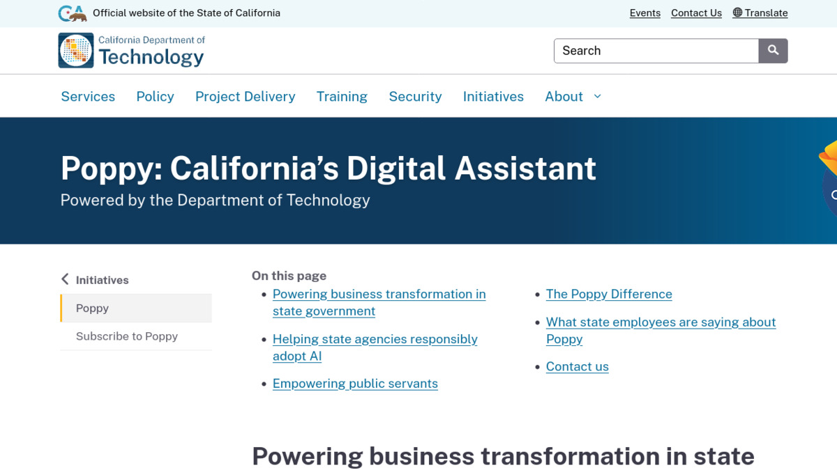 California's Poppy AI assistant, built for state workers on Claude's API, is set for statewide rollout in July 2026