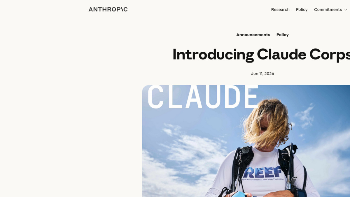 The official Claude Corps website, featuring a fellow from the Reef Environmental Education Foundation