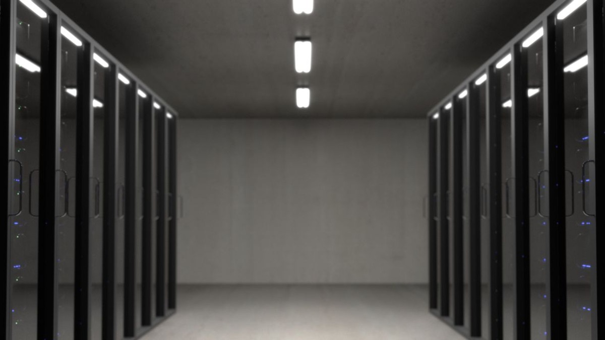 Rows of servers in a cloud data center