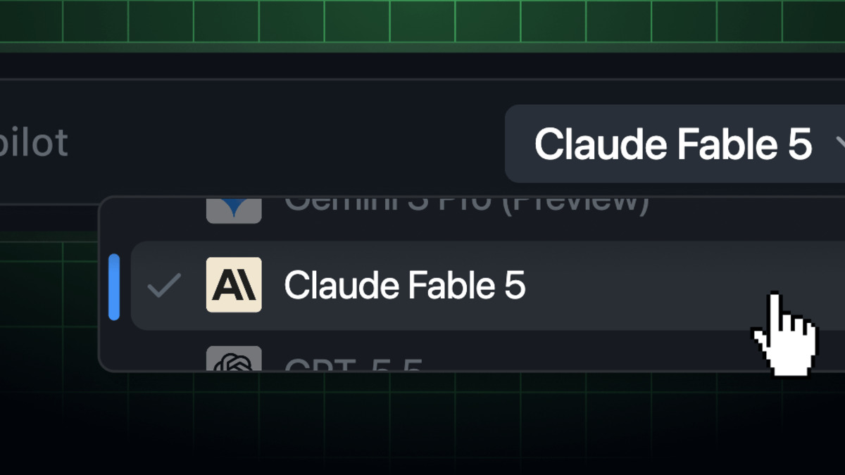 The GitHub Copilot interface displaying Claude Fable 5 as the selected model