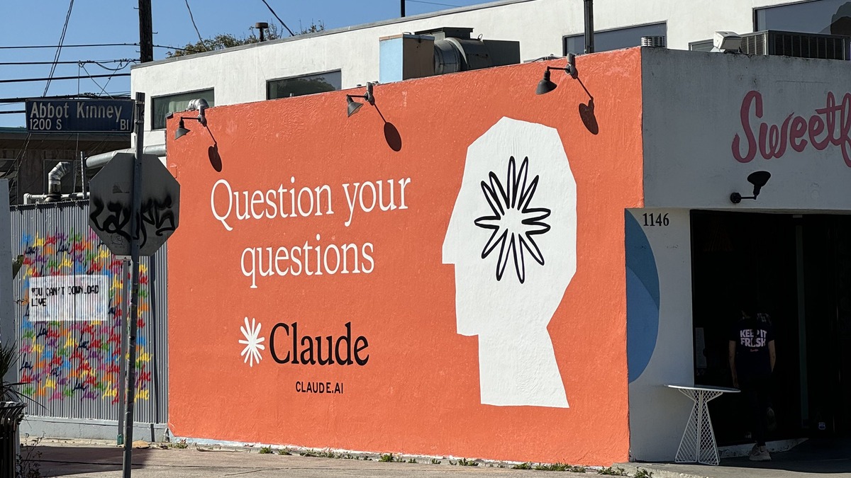 Claude outdoor brand mural in Los Angeles, part of the company's growing consumer marketing push