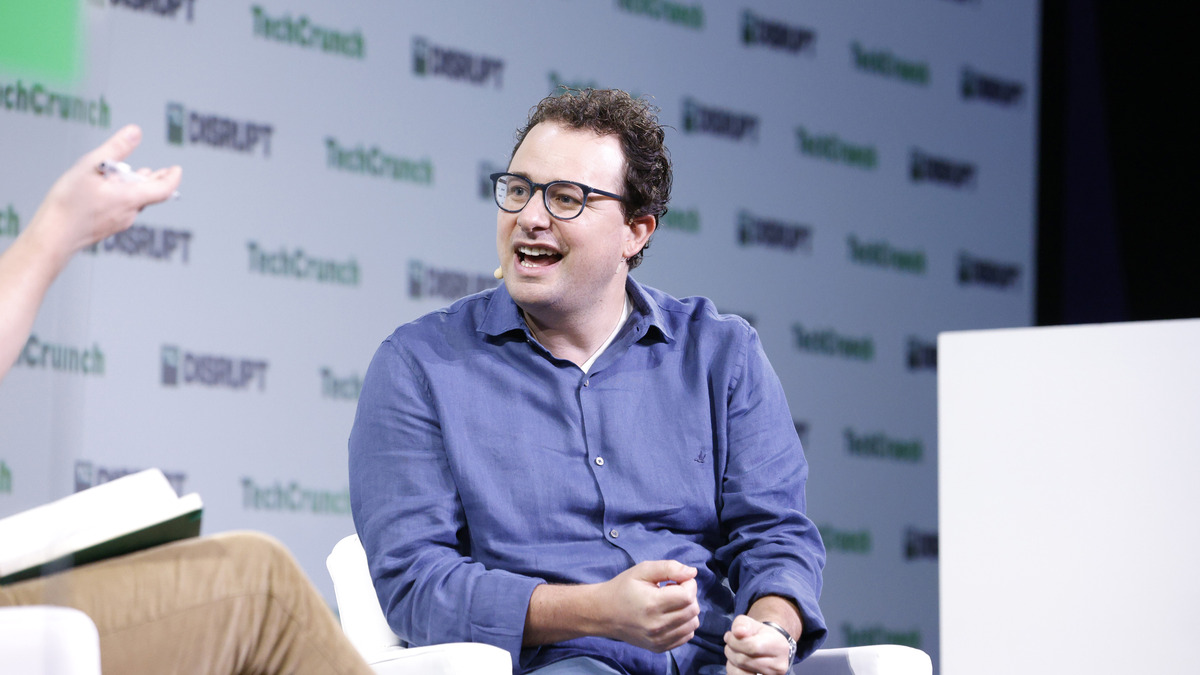 Dario Amodei, CEO of Anthropic, speaking at TechCrunch Disrupt 2023