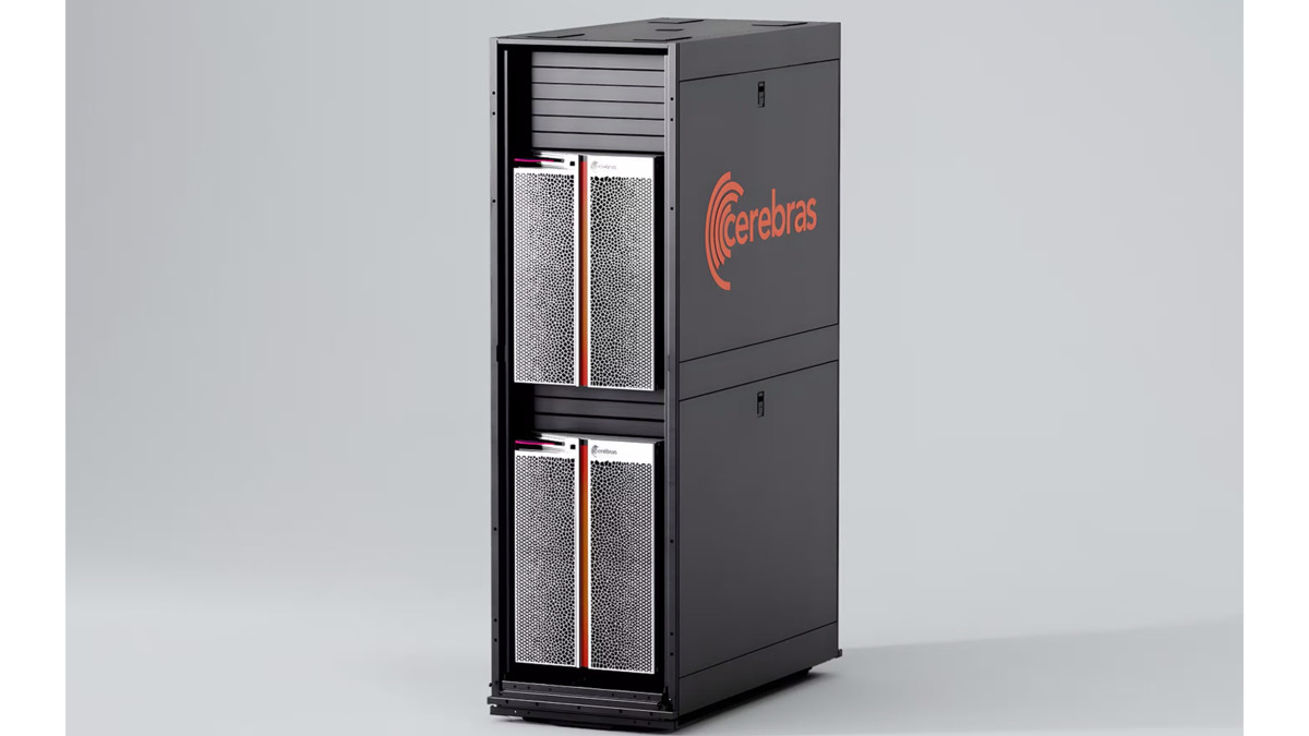 The Cerebras CS-3 AI supercomputer system in a data center rack