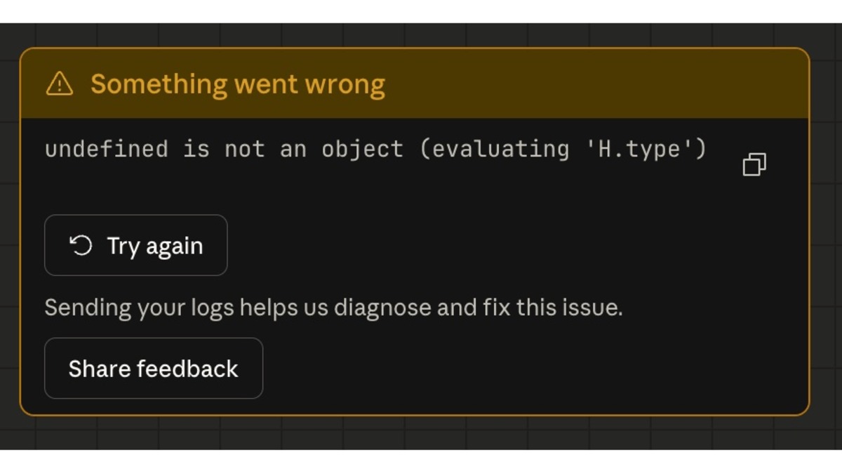 Claude error message displayed to users during the outage