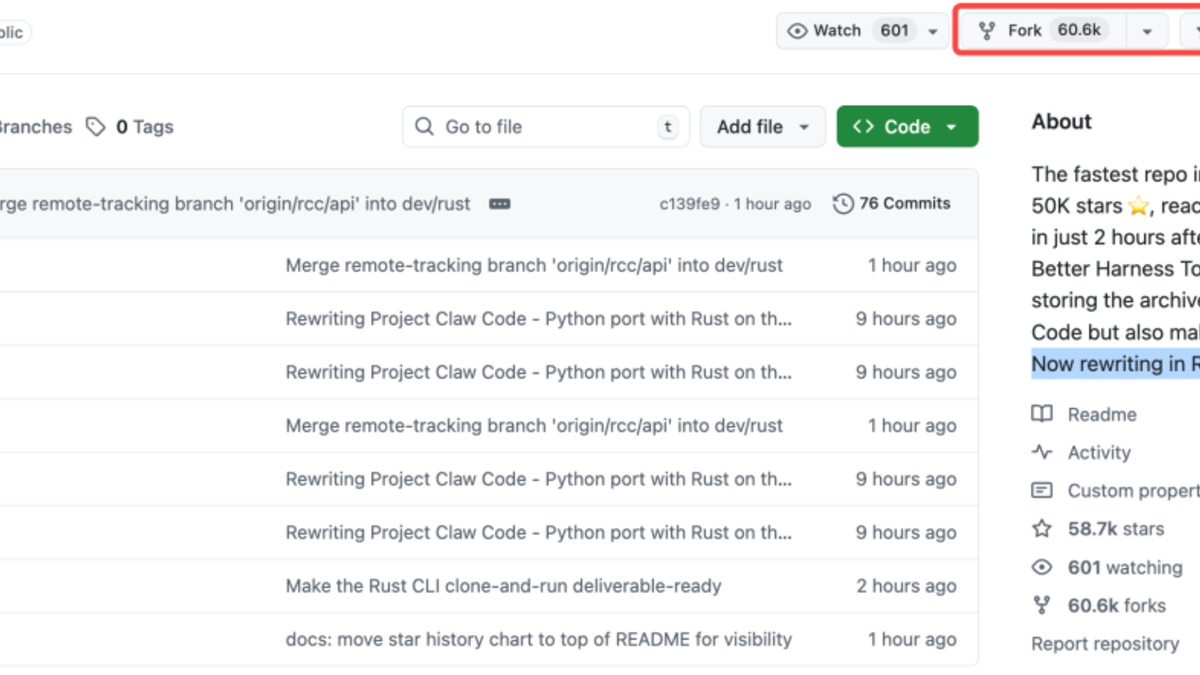 claw-code GitHub repository page showing 100K+ stars