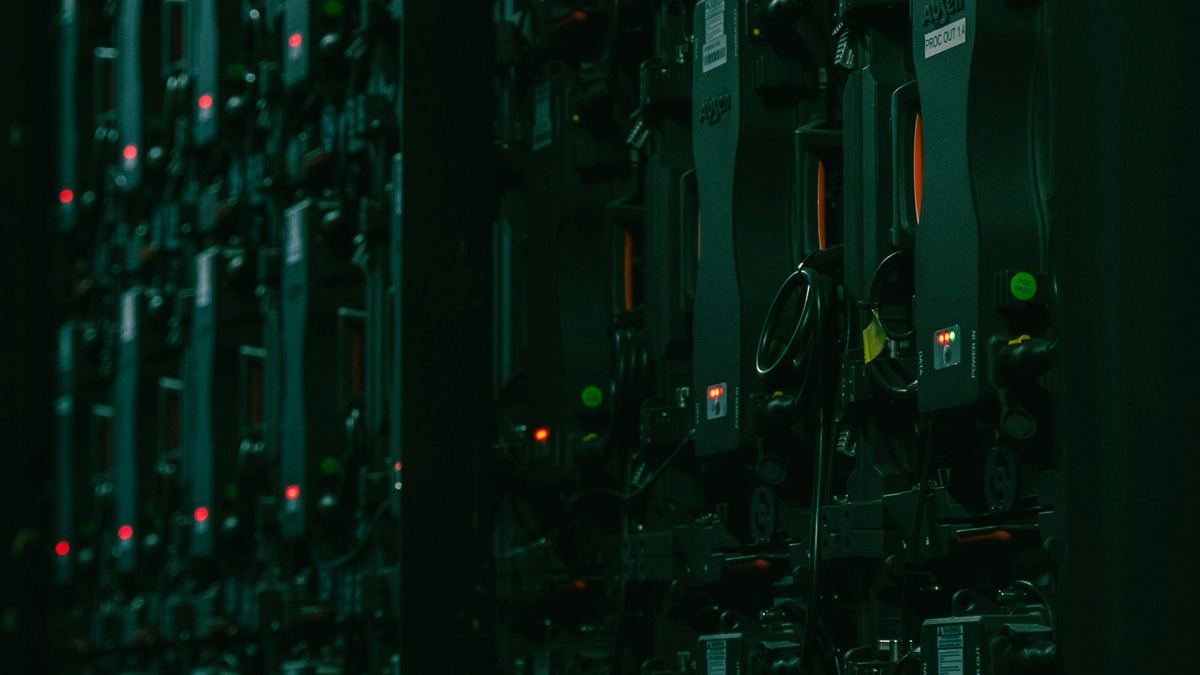 Data center servers in rack rows