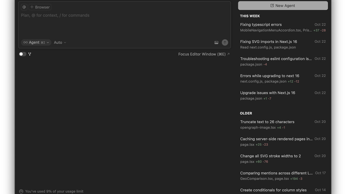 Cursor's background agents interface showing autonomous coding workflows running in parallel