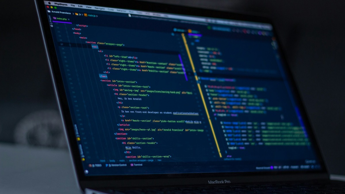 Lines of code on a dark laptop screen