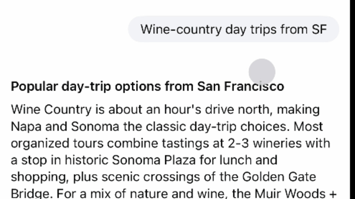 Facebook AI Mode search interface showing conversational answers from public posts