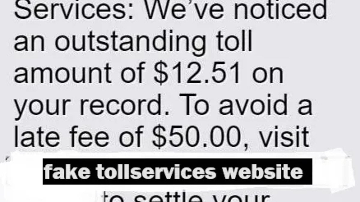 Example phishing SMS message impersonating a toll agency - the type deployed at scale by the Outsider Enterprise network