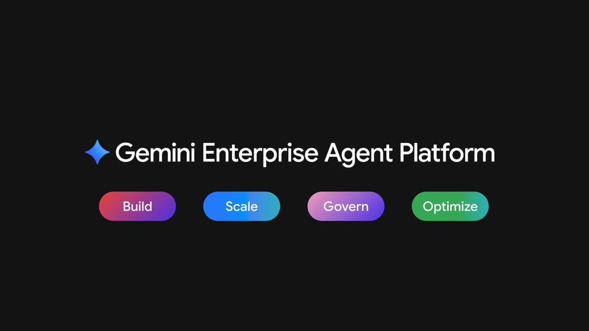 Gemini Enterprise Agent Platform interface showing its build, scale, govern, and optimize framework