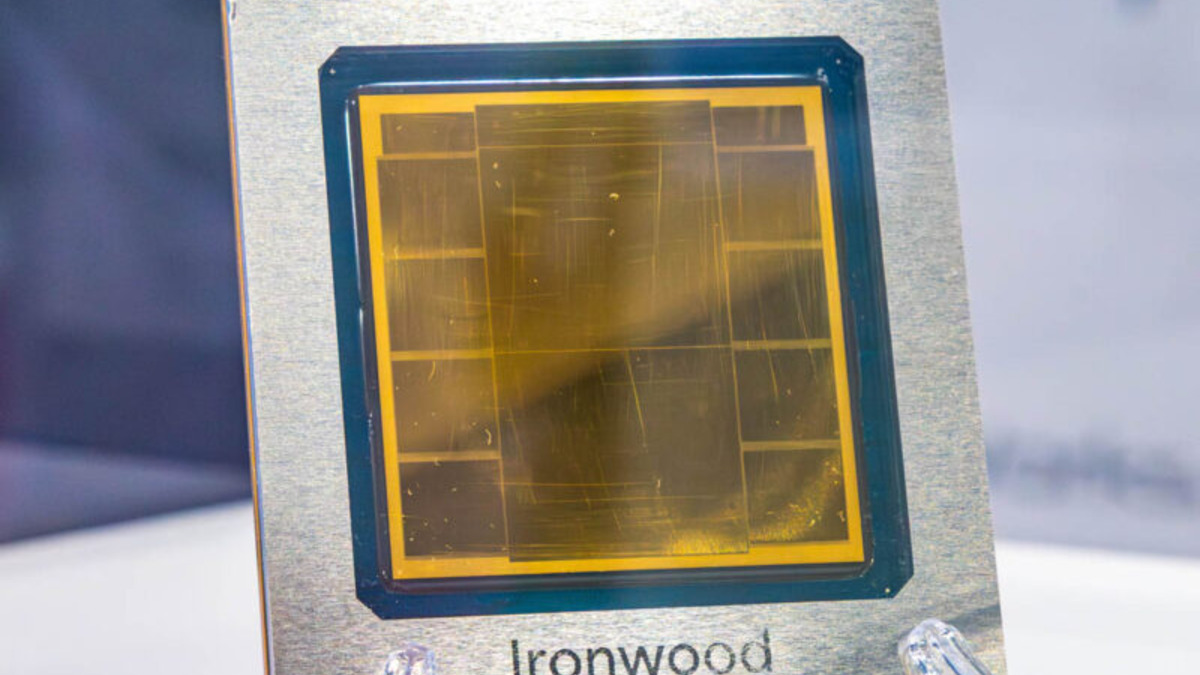 Google's Ironwood TPU v7 chip, photographed at SC25