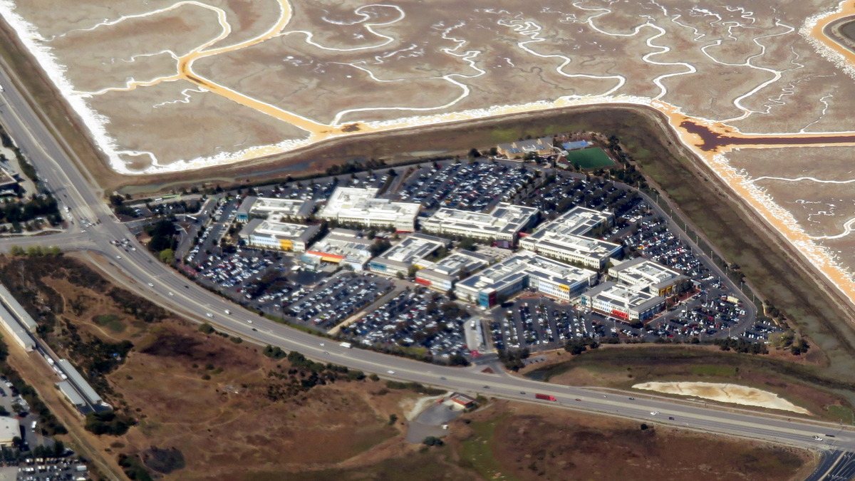 Aerial view of Meta's campus in Menlo Park, California