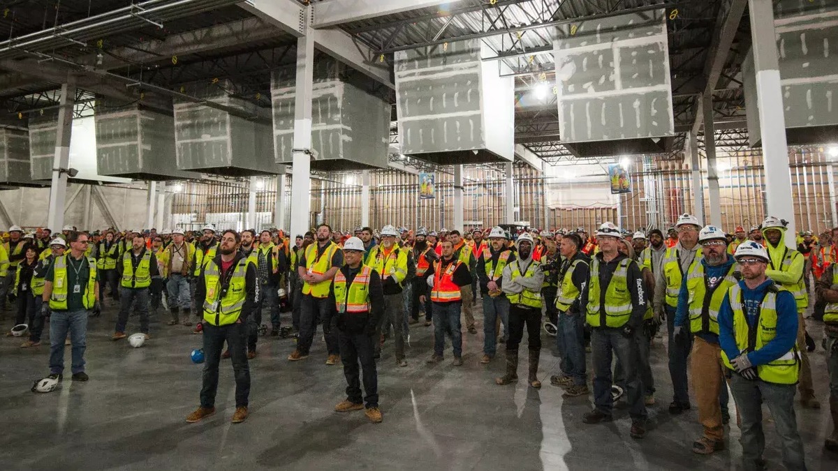 Meta data center interior under construction in New Albany