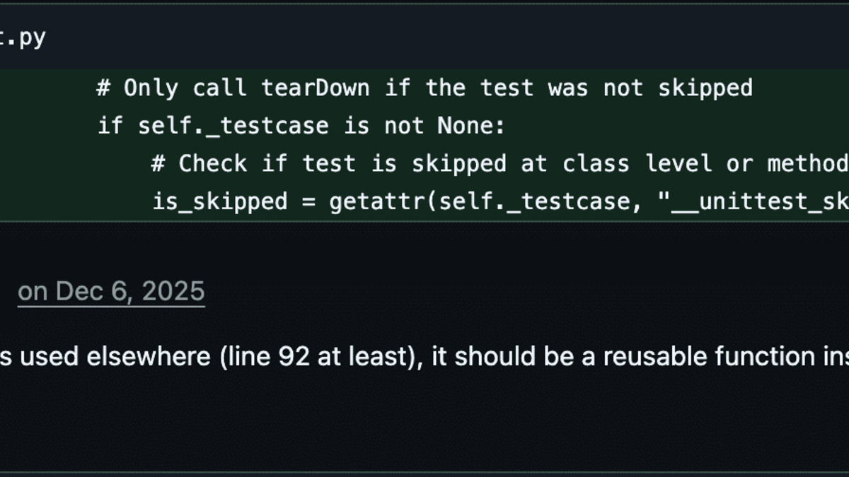 Screenshot of a maintainer code review on an AI-generated PR flagging code quality issues