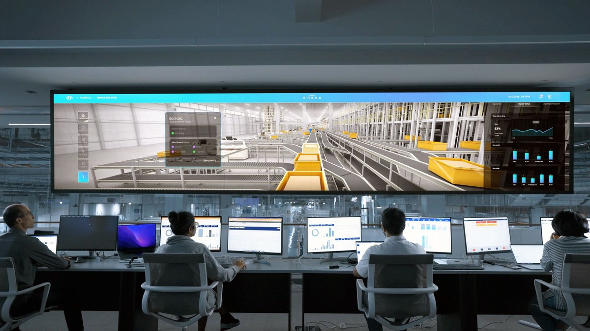 Analysts monitoring a wall of security dashboards in a control room