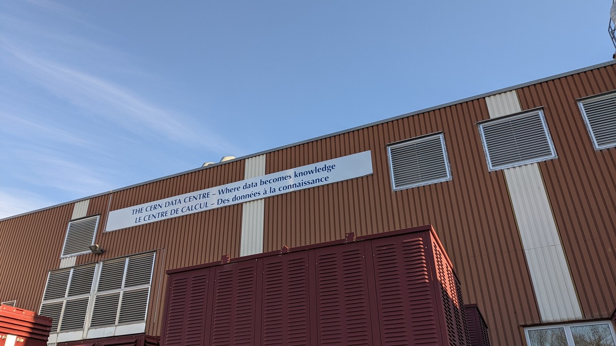 A large-scale data center with server rows