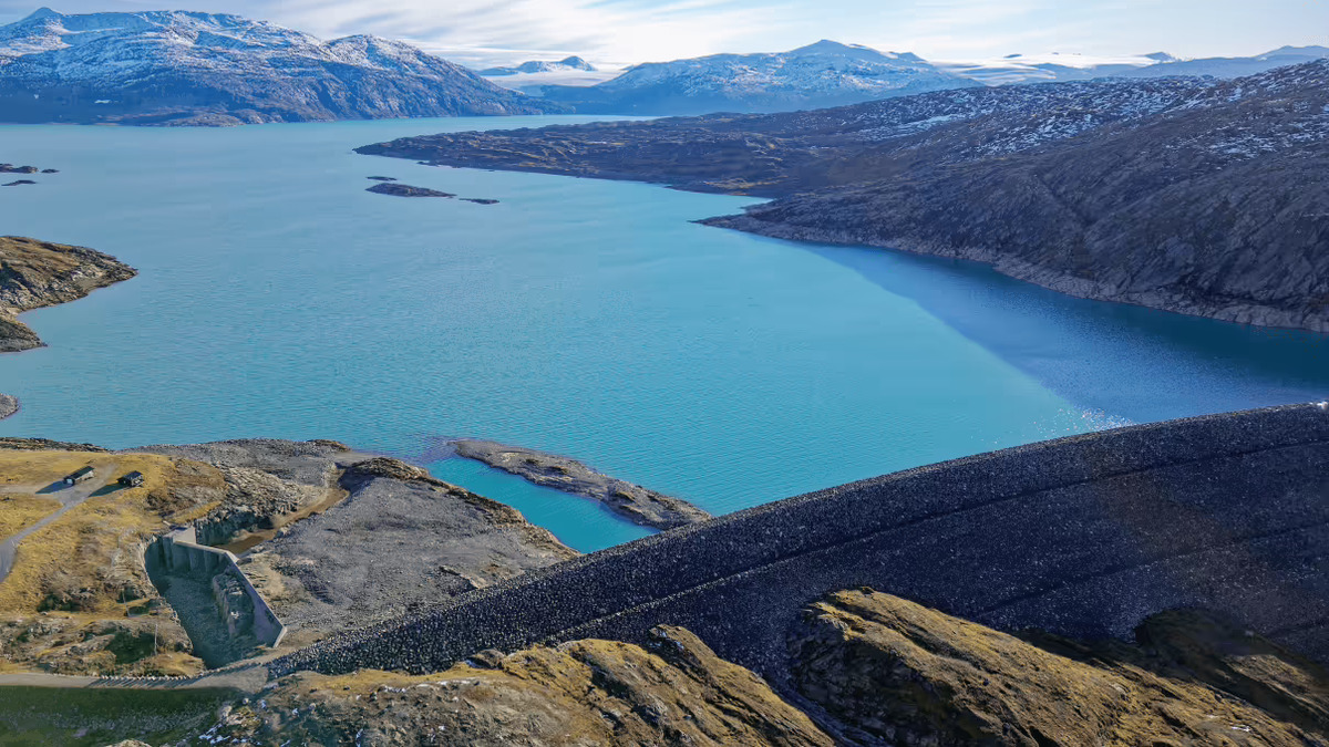 Glomfjord hydropower dam powering Nscale's Arctic data center