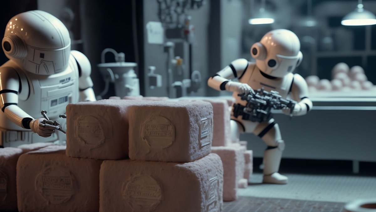 A humanoid robot working in an industrial setting, illustrating the physical AI tasks Cosmos 3 is designed to support