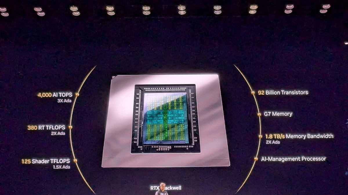 Nvidia CEO Jensen Huang speaking at a keynote presentation