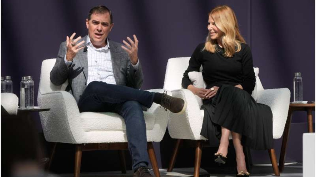 Matt Garman and Denise Dresser announcing the OpenAI-AWS partnership at What's Next with AWS, April 28 2026