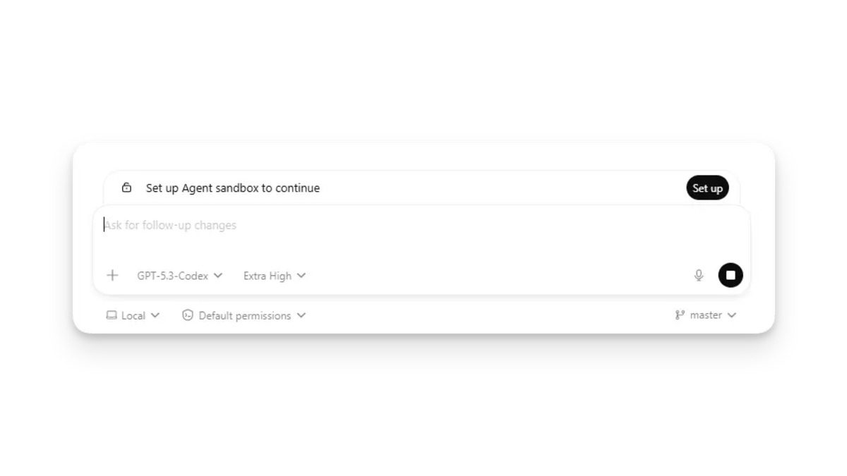 Codex Windows sandbox setup dialog showing restricted token configuration and filesystem isolation options