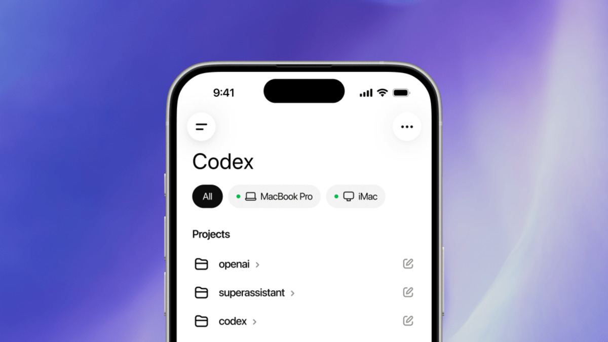 Codex mobile app showing live session output