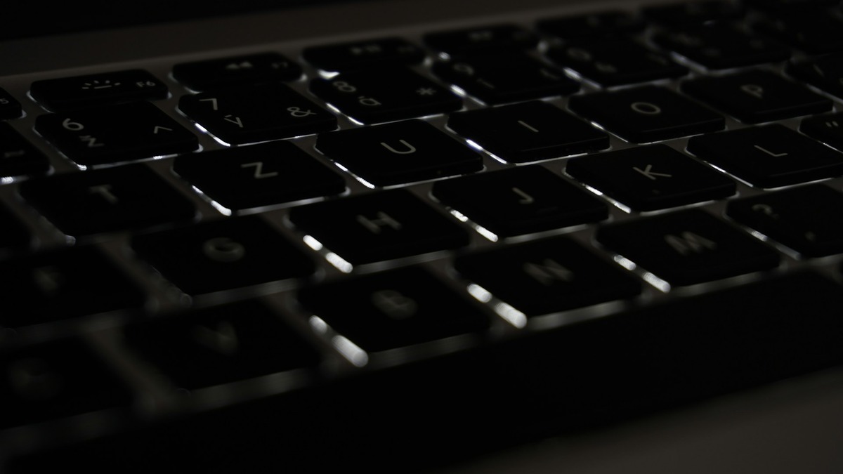 Keyboard close-up in dark light