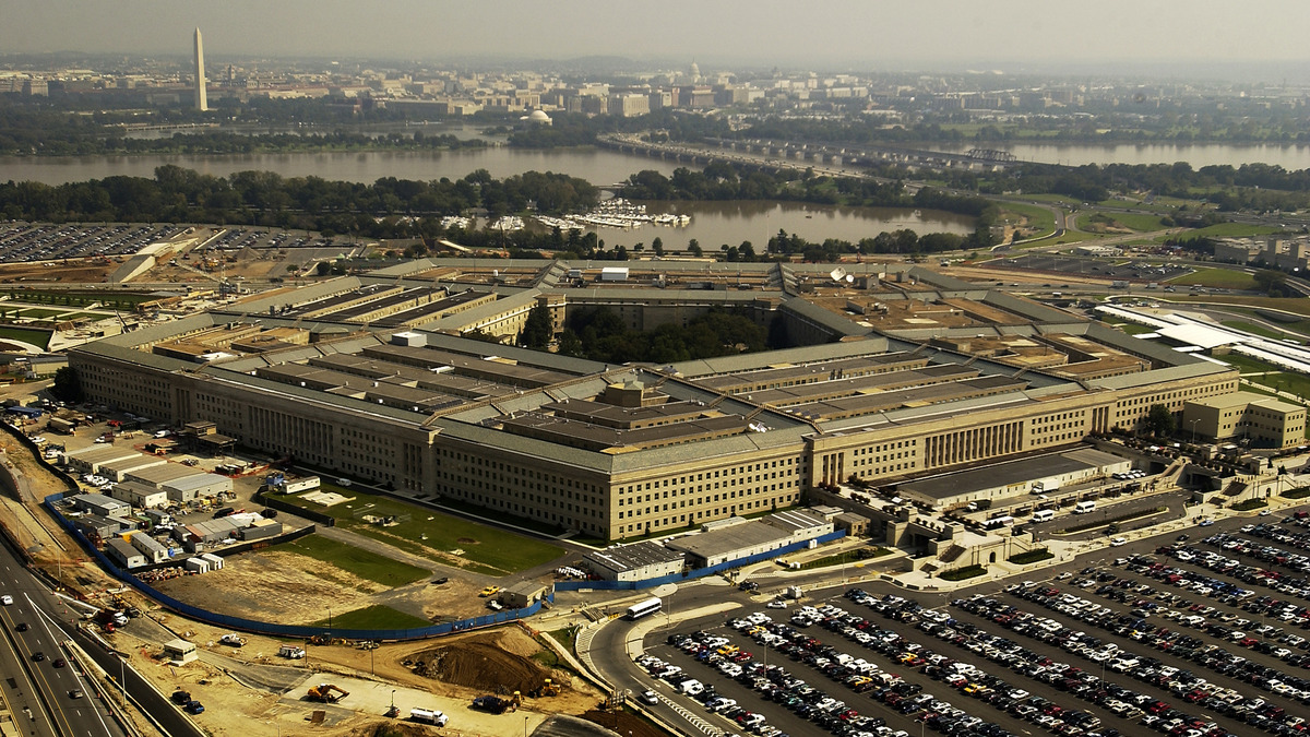 Aerial view of the Pentagon in Arlington, Virginia
