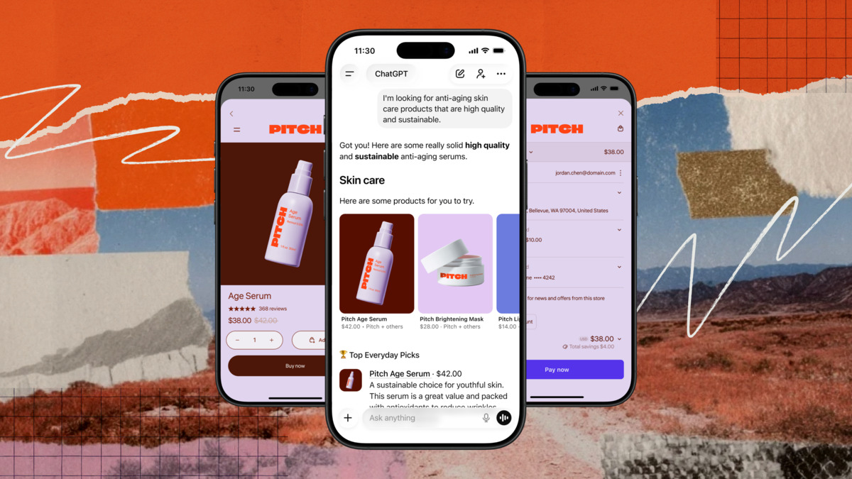 Shopify Agentic Storefronts announcement graphic showing AI commerce integrations