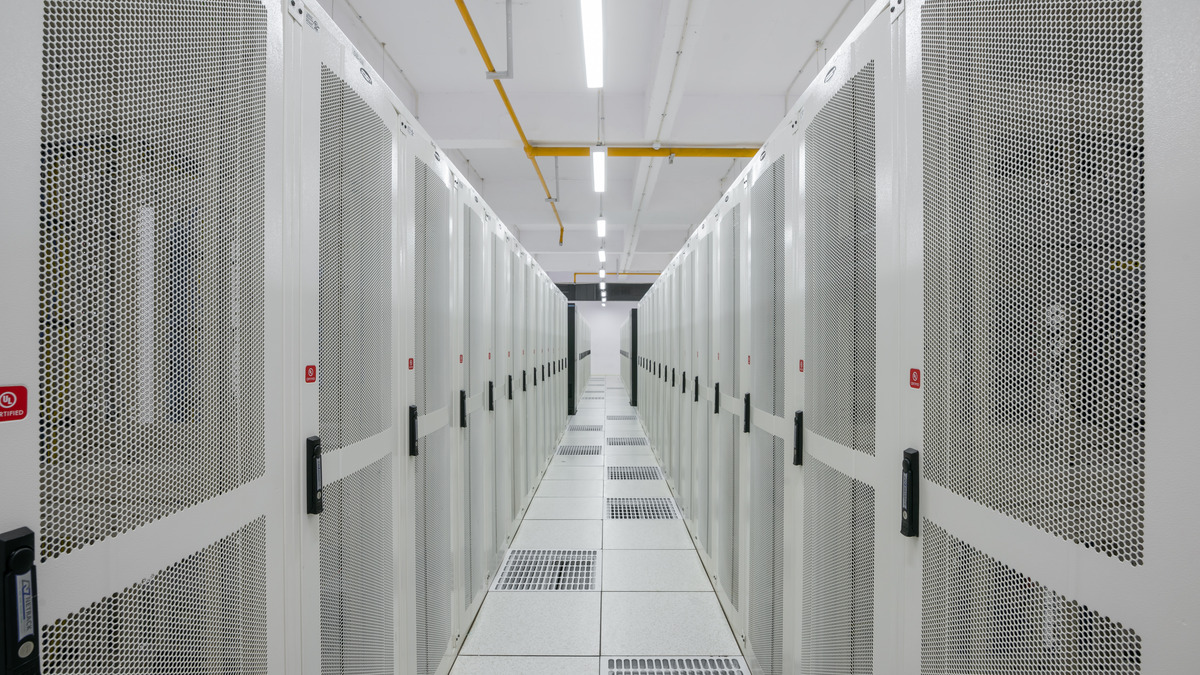 Interior server racks typical of a hyperscale AI data center
