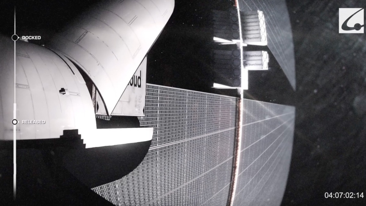 The Starcloud satellite orbiting the day-night terminator line above Earth