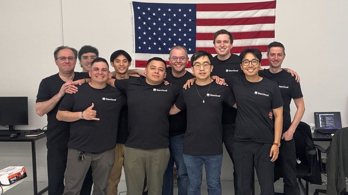 The Starcloud founding team including Philip Johnston, Ezra Feilden, and Adi Oltean