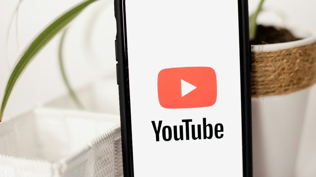 A smartphone screen displaying the YouTube logo