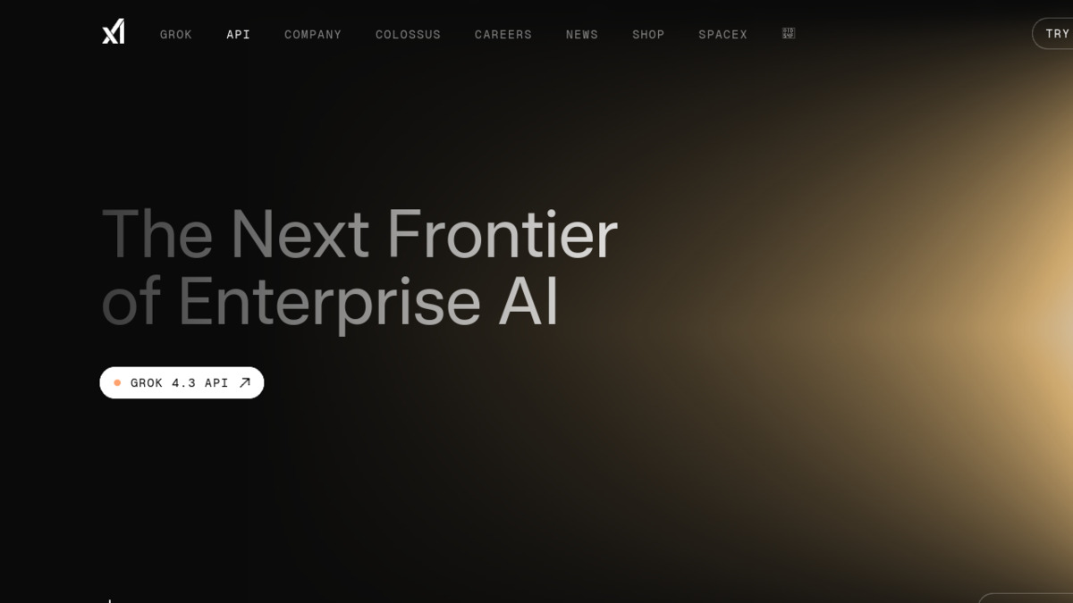 xAI API landing page highlighting the Grok 4.3 API launch