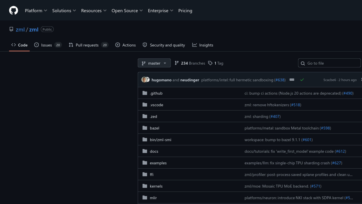 ZML GitHub repository showing the chip-agnostic inference framework